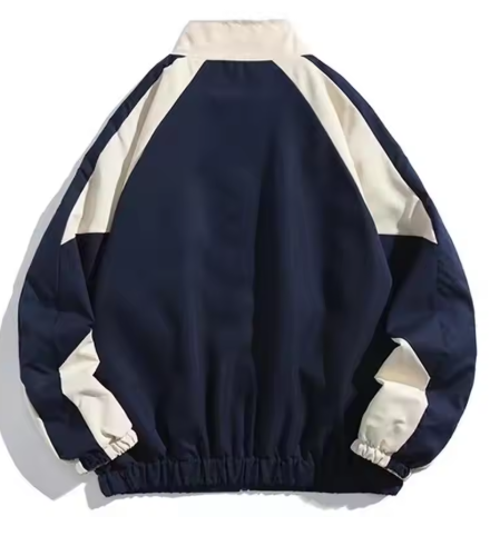 Hip-hop patchwork windbreaker jacket, a unisex spring/fall street fashion outerwear.