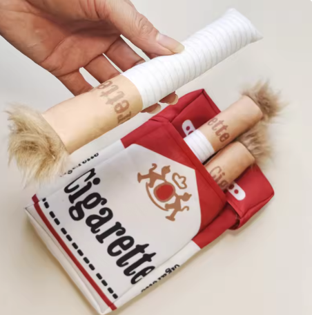 Voice Plush Cigarette Dog Toy β Built-in Squeak for Chewing and Interactive Play