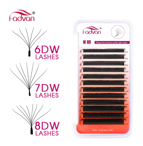 Fadvan 6D/7D/8D W Eyelashes – 0.07mm, C/D/L Curl, For 8~15mm Extensions