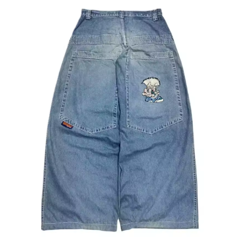 2024 Retro Hip Hop Embroidered Jeans β Unisex Y2K Gothic Wide-leg Streetwear