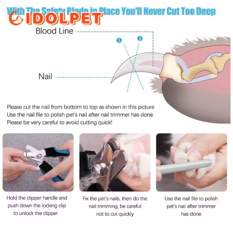 Dog/Cat Nail Clippers - Safety Guard Stainless Steel Pet Nail Care Scissors
