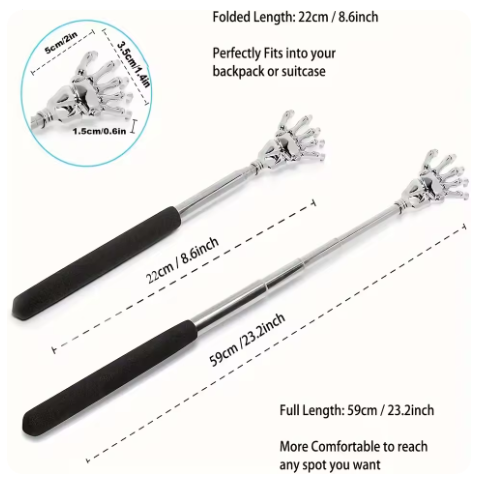 Portable Stainless Steel Expandable Back Scratcher – For People and Pets
