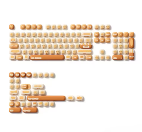 Bun Paradise Themed Keycaps – 139 Key PBT, MOG Profile, Cute Mushroom Design, for Mechanical Keyboards