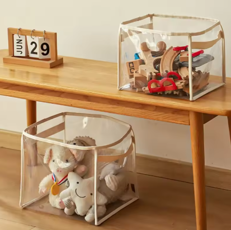 Large Clear Toy Storage Basket - High-Capacity Multi-Purpose Storage Bag