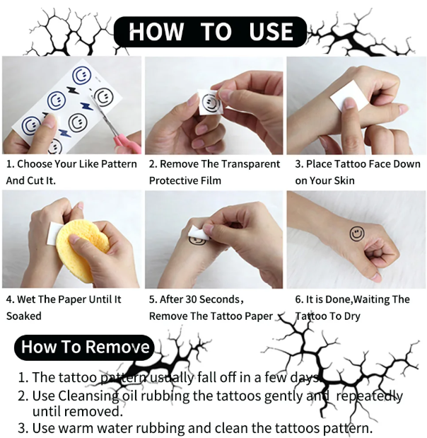 (🎃Season Limited) 2PCS Large Halloween Black Lightning Temporary Tattoos