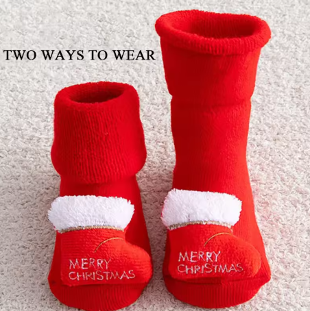 Newborn Christmas Baby Socks - Non-Slip Cotton Toddler Short Socks for Boys and Girls