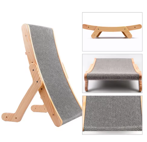 Cat Scratch Board - Medium-Sized Wooden Frame Scratching Bed, Claw-Protecting Toy