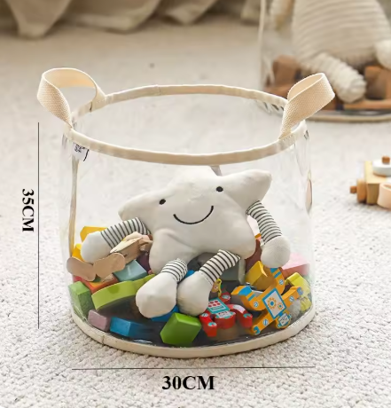 Large Clear Toy Storage Basket - High-Capacity Multi-Purpose Storage Bag