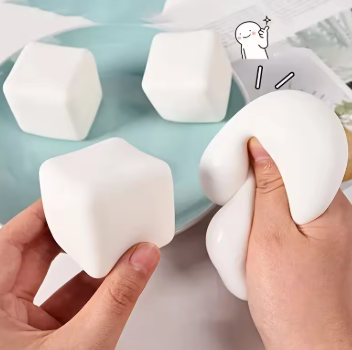 Cute Tofu Squishy Ball - Stress Relief Fidget Toy, Gift for Adults and Kids