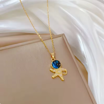 Planet, Moon, Astronaut Pendant Necklace