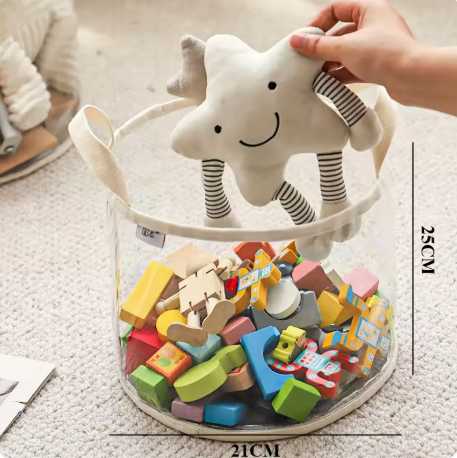 Large Clear Toy Storage Basket - High-Capacity Multi-Purpose Storage Bag