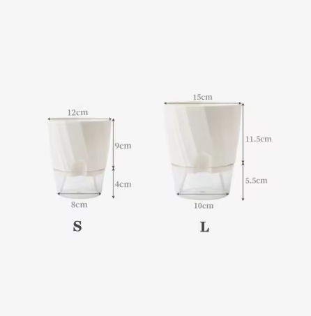 Self-Watering Flower Pot 🌱 Transparent Double Layer, Self-Absorbing Plastic Flower Pot for Indoor and Office Use