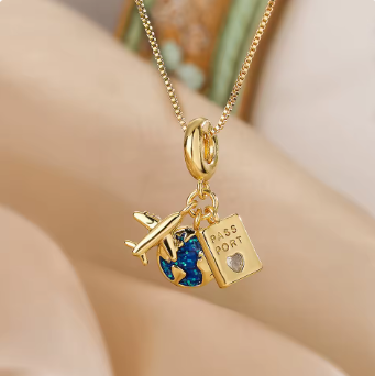Planet, Moon, Astronaut Pendant Necklace