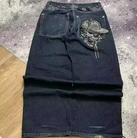 2024 Retro Hip Hop Embroidered Jeans β Unisex Y2K Gothic Wide-leg Streetwear
