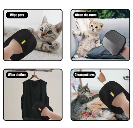 Reusable Pet Hair Removal Gloves - Double-Sided Brushing and Hair Removal Tool