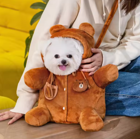 Cute Dog Crossbody Bag - Warm Outdoor Shoulder Bag for Fall and Winter, for Small Dogs