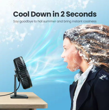 GAIATOP USB Desk Fan – 4-speed, 90° adjustable, quiet and portable
