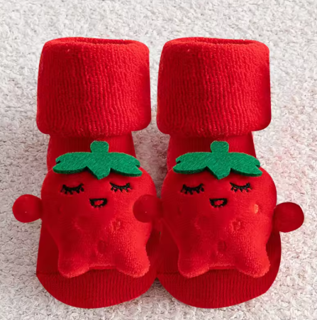 Newborn Christmas Baby Socks - Non-Slip Cotton Toddler Short Socks for Boys and Girls