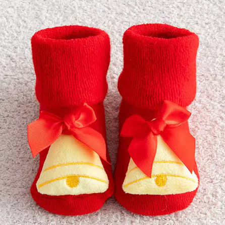 Newborn Christmas Baby Socks - Non-Slip Cotton Toddler Short Socks for Boys and Girls