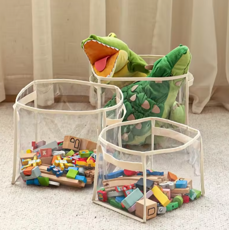 Large Clear Toy Storage Basket - High-Capacity Multi-Purpose Storage Bag