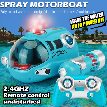 2.4GHz RC Boat - Waterproof Spray Function, Remote Control Boat for Pool/Bathtub, Kids Gift