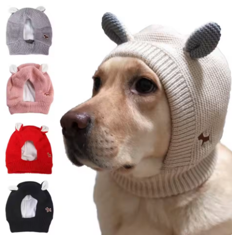 Dog Soundproof Knit Earmuffs for Noise and Anxiety Relief and Warmth for Winter