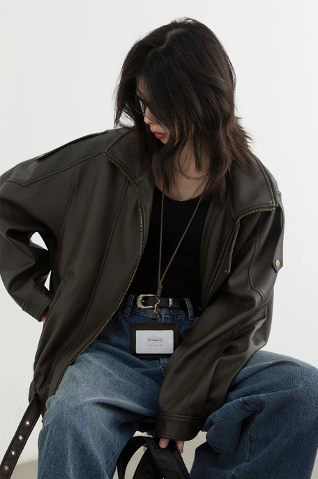 CHIC VEN Women’s PU Leather Jacket