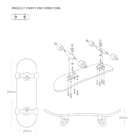 Mini Finger Skateboard Puzzle Toy Stress Reliever Hobby