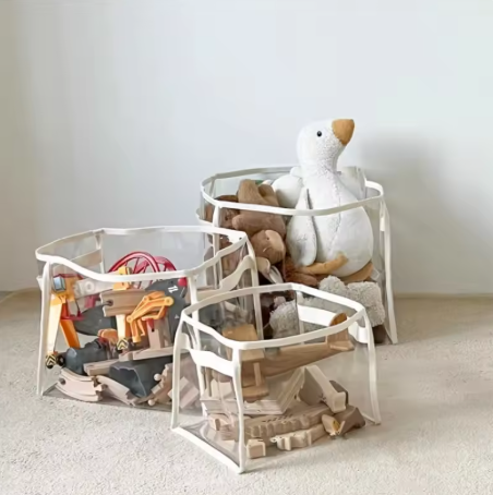 Large Clear Toy Storage Basket - High-Capacity Multi-Purpose Storage Bag