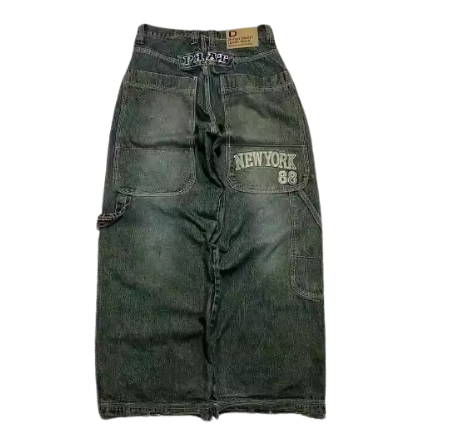 2024 Retro Hip Hop Embroidered Jeans β Unisex Y2K Gothic Wide-leg Streetwear