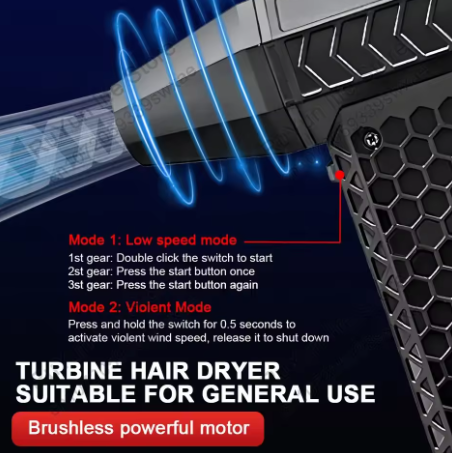 CAER Turbo Jet Mini Fan – 130,000 RPM, 52m/s Wind Speed, Portable Dust Remover, Storage Bag Included