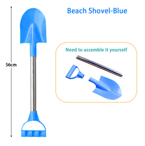 56cm Children's Stainless Steel Beach Shovel - Outdoor Toy for Sand and Snow Play