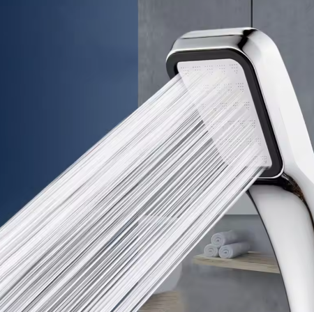 300 Hole Pressurized Showerhead - Handheld Square, Water-Saving Rain Spray Bathroom Nozzle