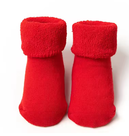 Newborn Christmas Baby Socks - Non-Slip Cotton Toddler Short Socks for Boys and Girls