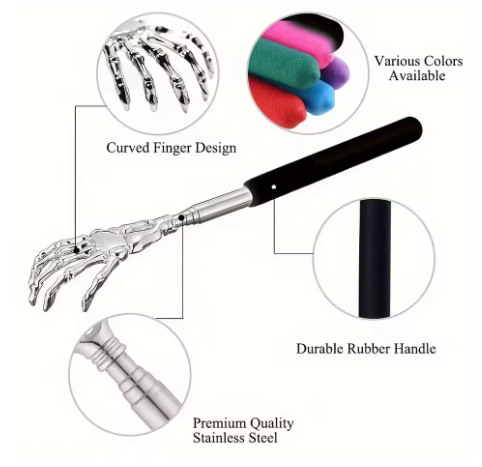 Portable Stainless Steel Expandable Back Scratcher – For People and Pets