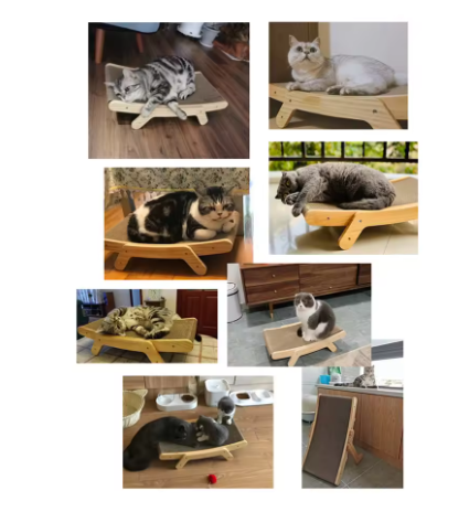 Cat Scratch Board - Medium-Sized Wooden Frame Scratching Bed, Claw-Protecting Toy