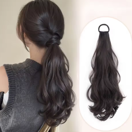 Wave Ponytail Synthetic Wig β Heat Resistant, With Elastic Band, Daily Use Hairpiece