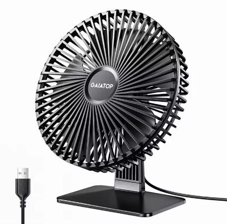 GAIATOP USB Desk Fan – 4-speed, 90° adjustable, quiet and portable