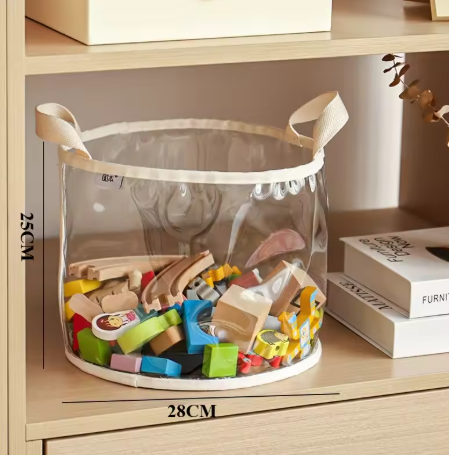 Large Clear Toy Storage Basket - High-Capacity Multi-Purpose Storage Bag