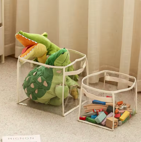 Large Clear Toy Storage Basket - High-Capacity Multi-Purpose Storage Bag