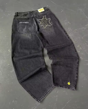 2024 Retro Hip Hop Embroidered Jeans β Unisex Y2K Gothic Wide-leg Streetwear