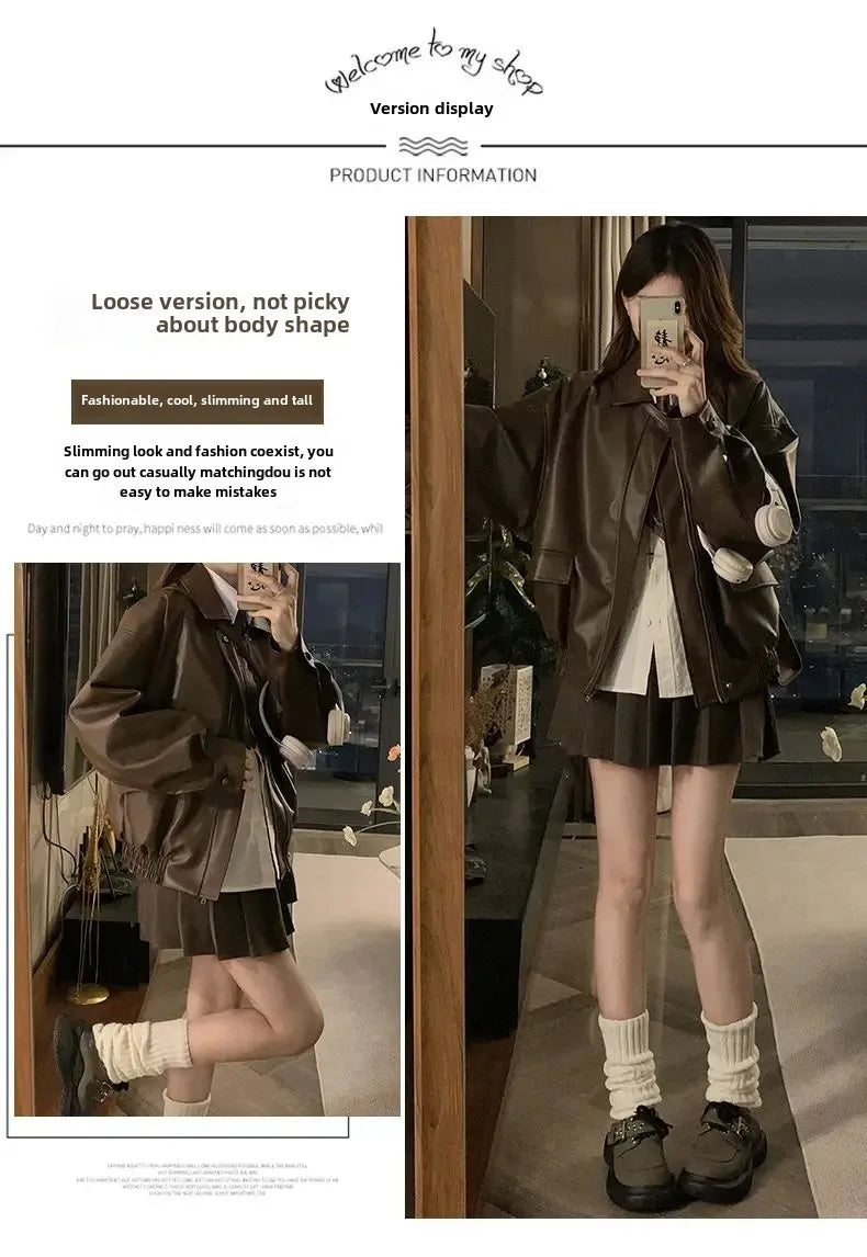 Ancola Red Genuine Leather Short Jacket