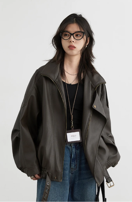 CHIC VEN Women’s PU Leather Jacket