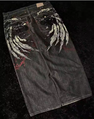 2024 Retro Hip Hop Embroidered Jeans β Unisex Y2K Gothic Wide-leg Streetwear