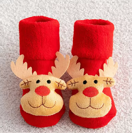 Newborn Christmas Baby Socks - Non-Slip Cotton Toddler Short Socks for Boys and Girls
