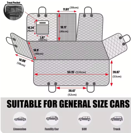 Waterproof Dog Car Seat Cover, Scratch- and Stain-Resistant Travel Mat