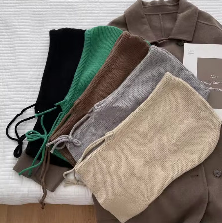 Knit Hooded Balaclava Hat Women's Winter Warm Drawstring Neck Warmer Beanie