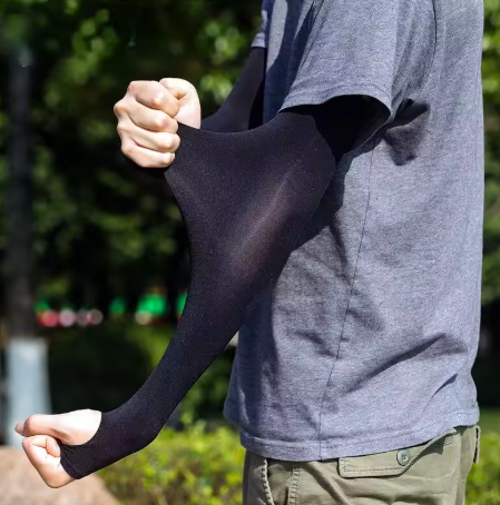 Summer Ice Silk Finger Sleeves - High Elasticity, For Outdoor Riding & Fishing, 1 Pair