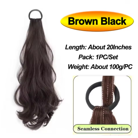 Wave Ponytail Synthetic Wig – Heat Resistant, With Elastic Band, Daily Use Hairpiece