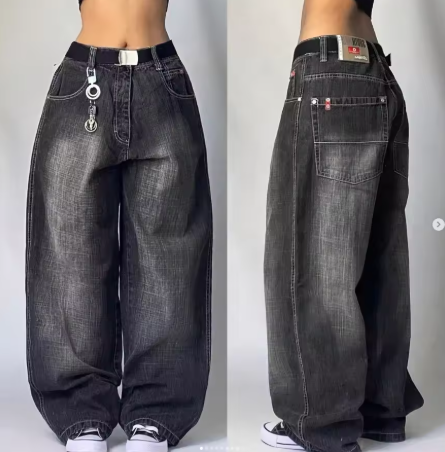 2024 Retro Hip Hop Embroidered Jeans β Unisex Y2K Gothic Wide-leg Streetwear